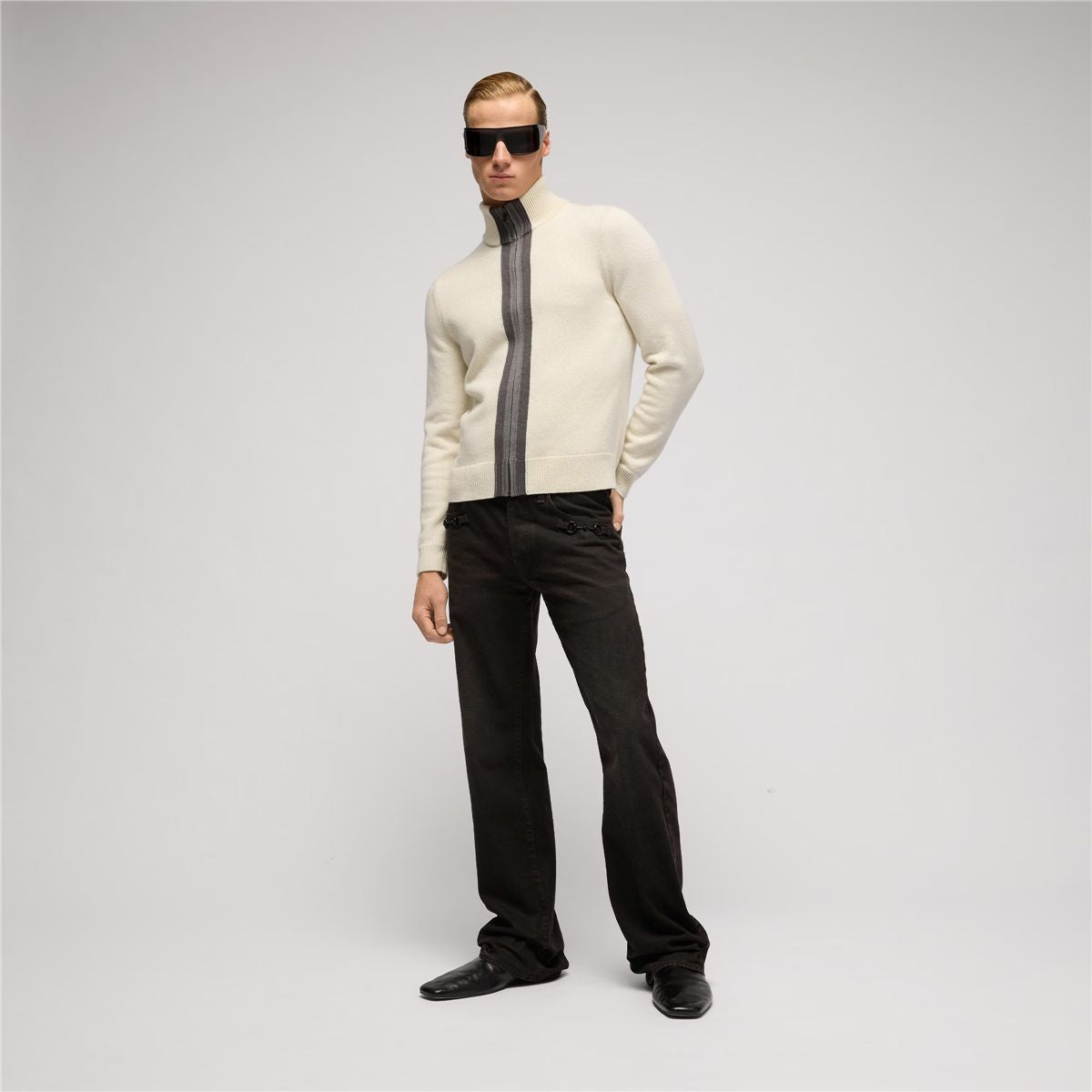 Knit wool sweater with muted web-GUCCI-Verso