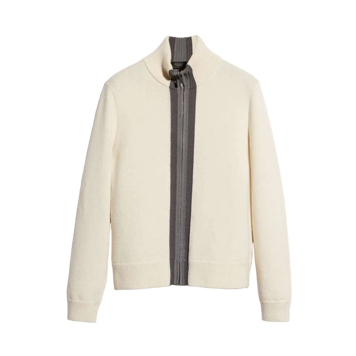 Knit wool sweater with muted web-GUCCI-313458-M-Verso