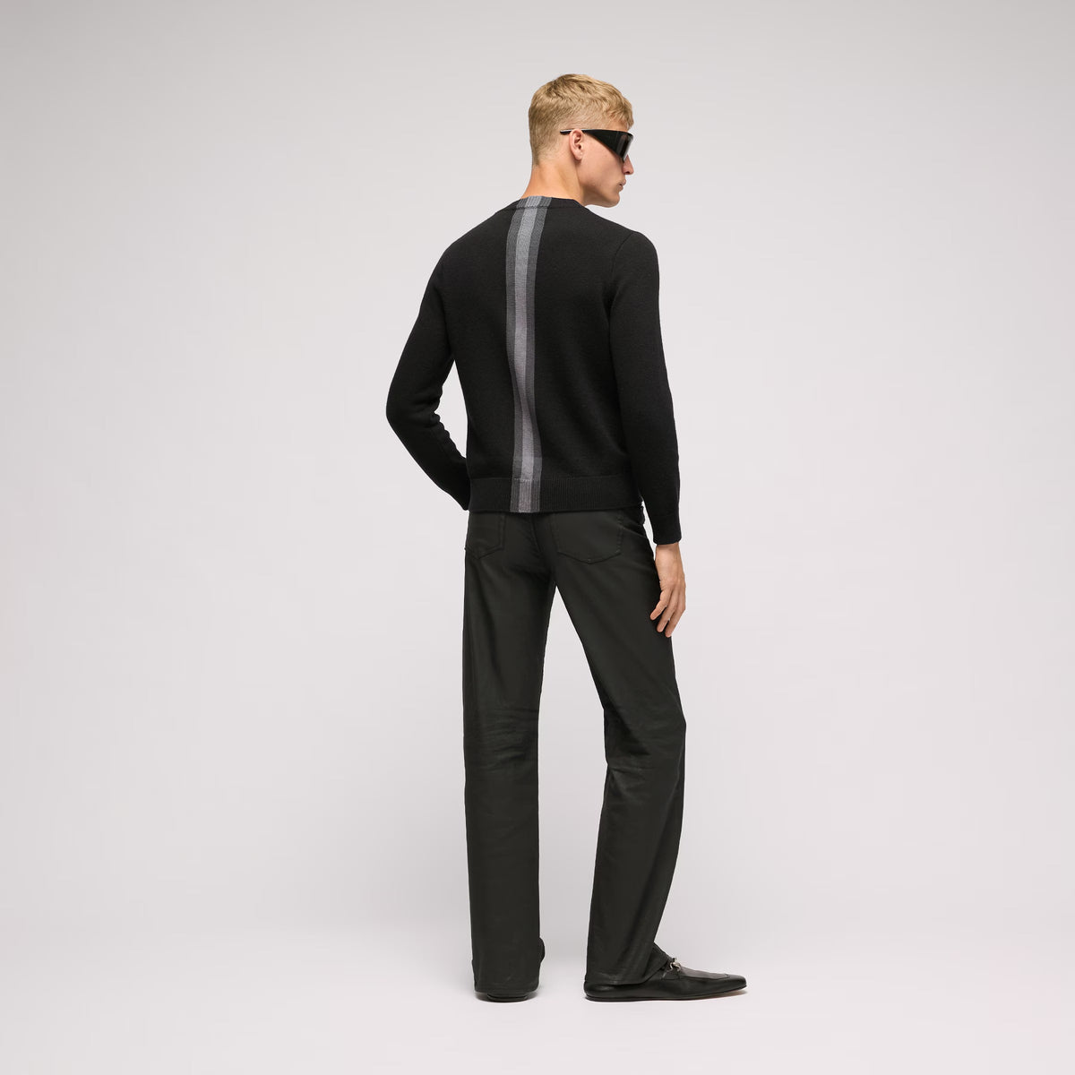 Knit wool sweater with muted web-GUCCI-Verso