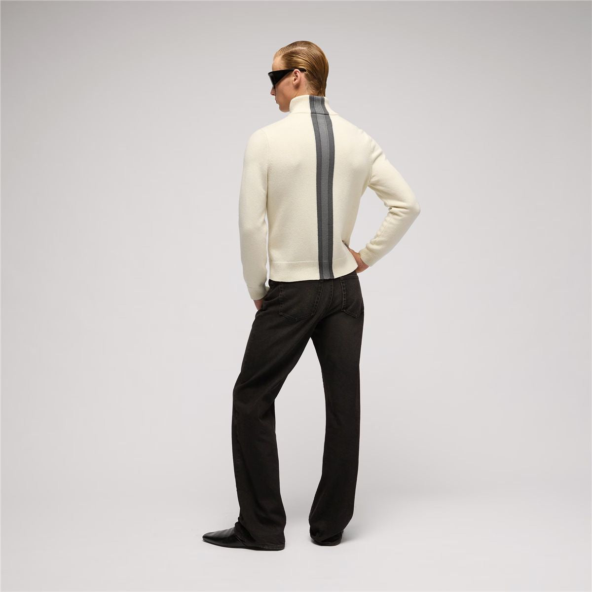 Knit wool sweater with muted web-GUCCI-Verso