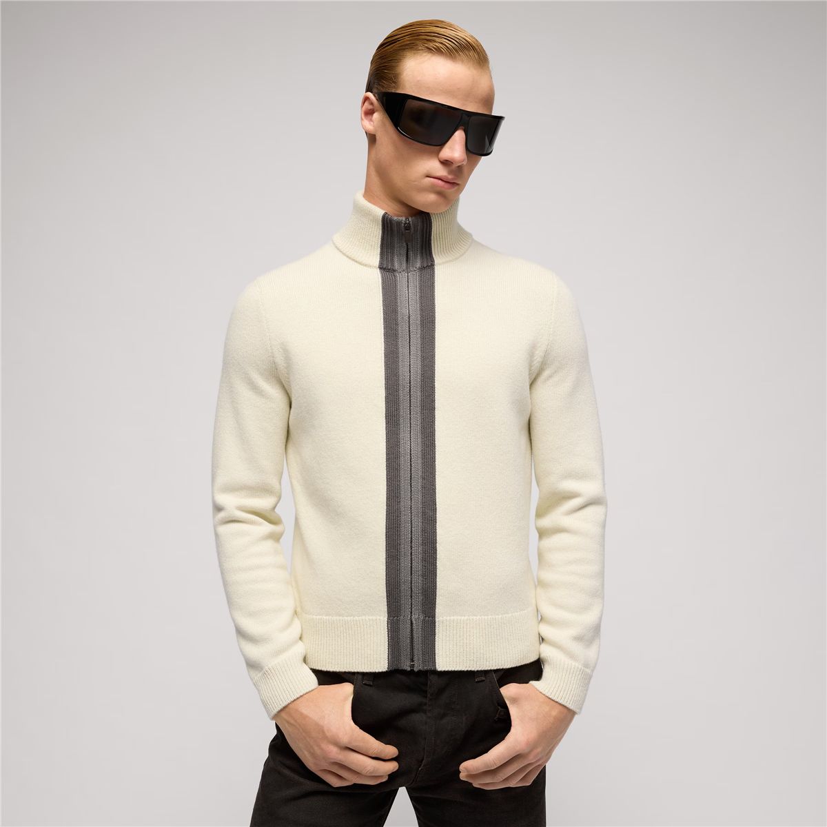 Knit wool sweater with muted web-GUCCI-Verso