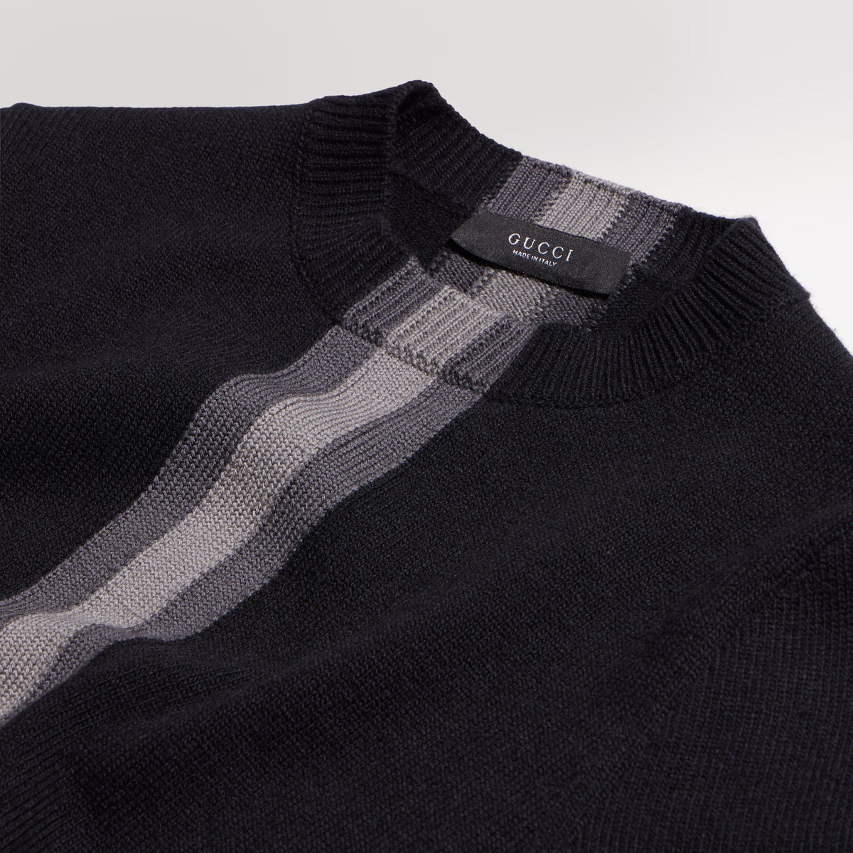Knit wool sweater with muted web-GUCCI-Verso