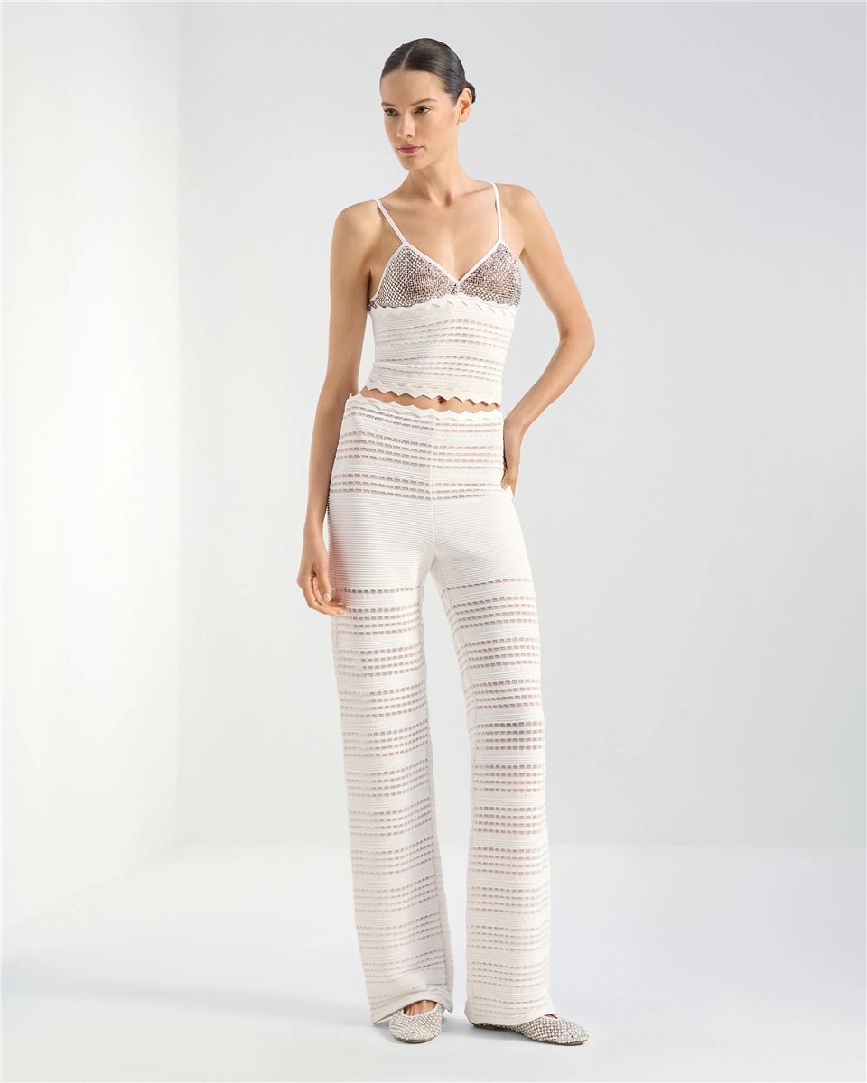 Knitted top with rhinestone mesh-GENNY-Verso