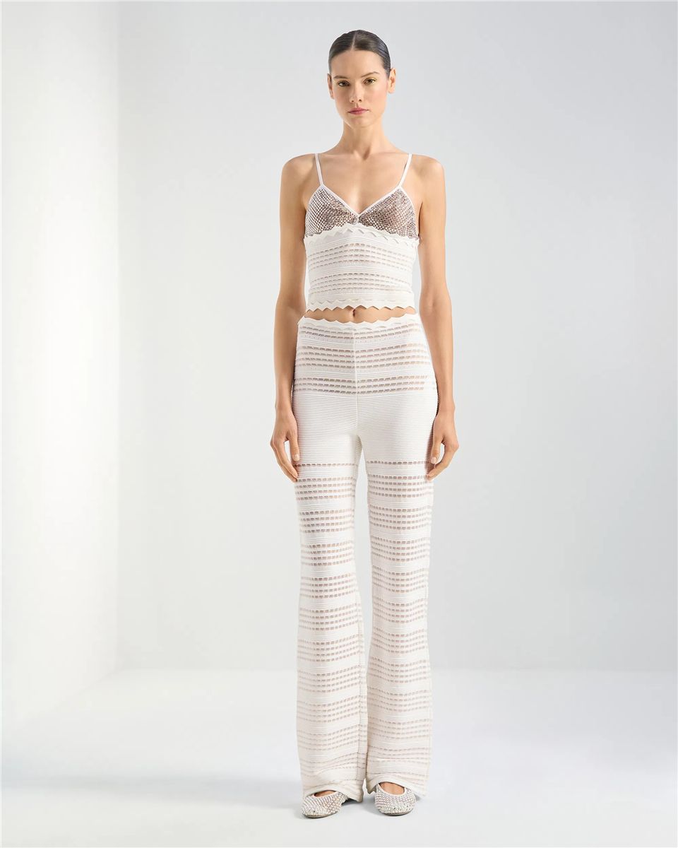 Knitted top with rhinestone mesh-GENNY-Verso