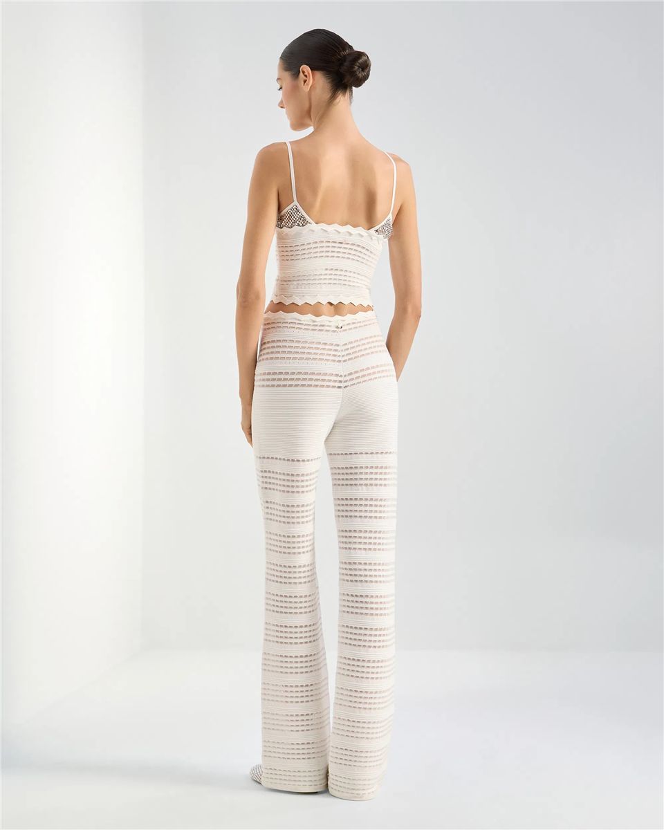 Knitted top with rhinestone mesh-GENNY-Verso