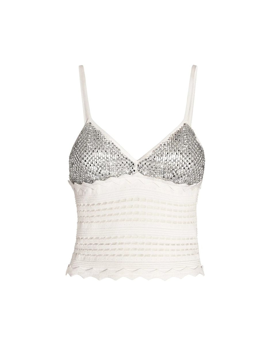 Knitted top with rhinestone mesh-GENNY-Verso