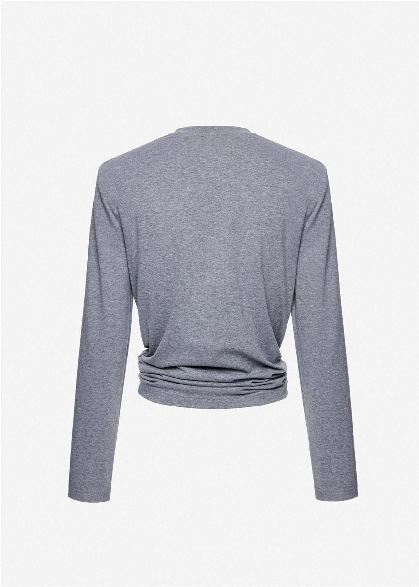 Knotted longsleeve jersey blouse in grey-MAGDA BUTRYM-Verso