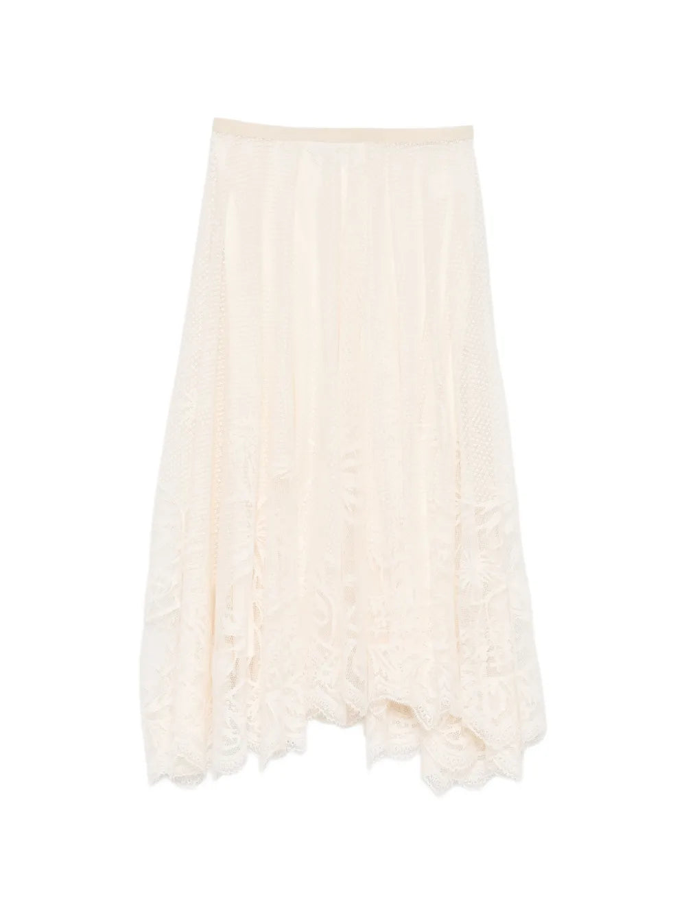 Lace asymmetric-hem midi skirt-FABIANA FILIPPI-Verso