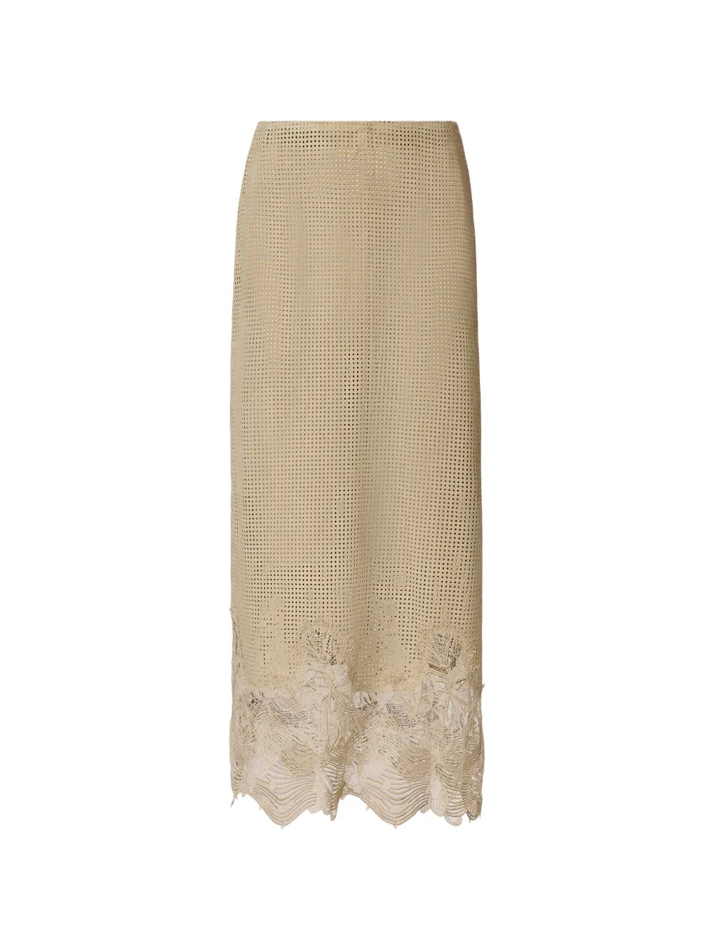 Lace-detail perforated midi skirt-FABIANA FILIPPI-307501-40-Verso