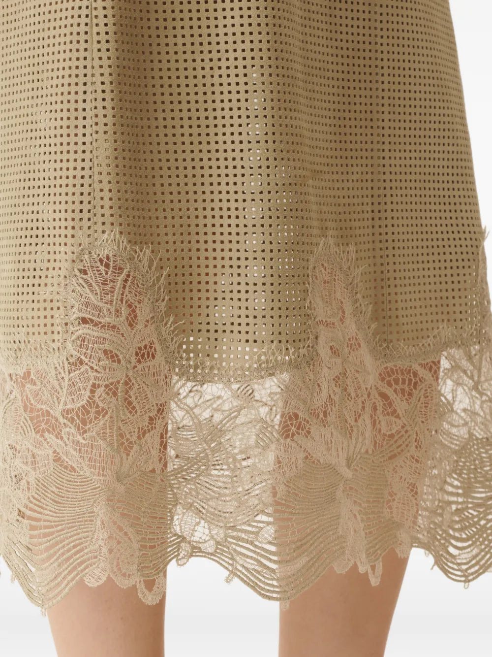 Lace-detail perforated midi skirt-FABIANA FILIPPI-Verso