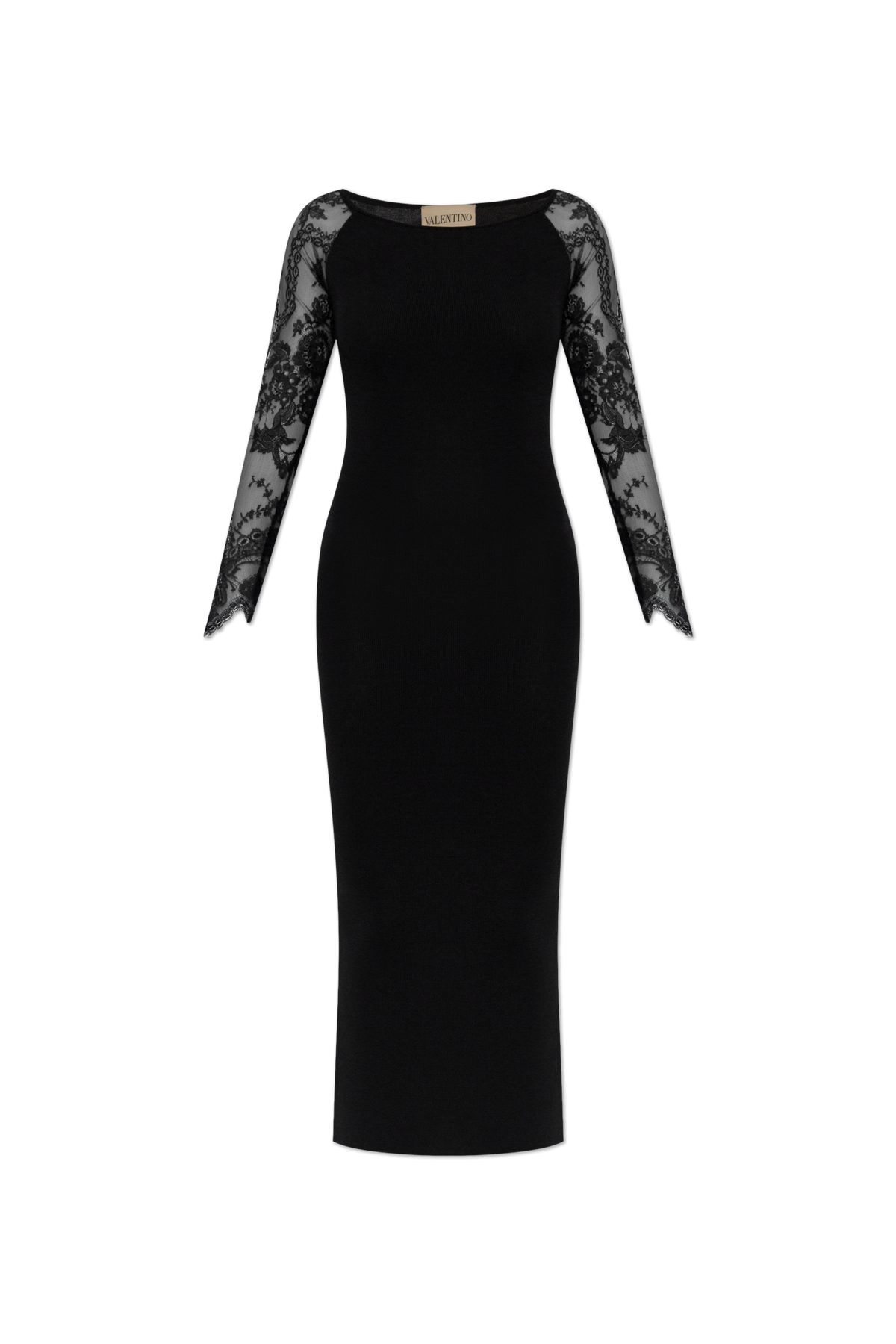 Lace-panel long-sleeve maxi dress-VALENTINO-Verso
