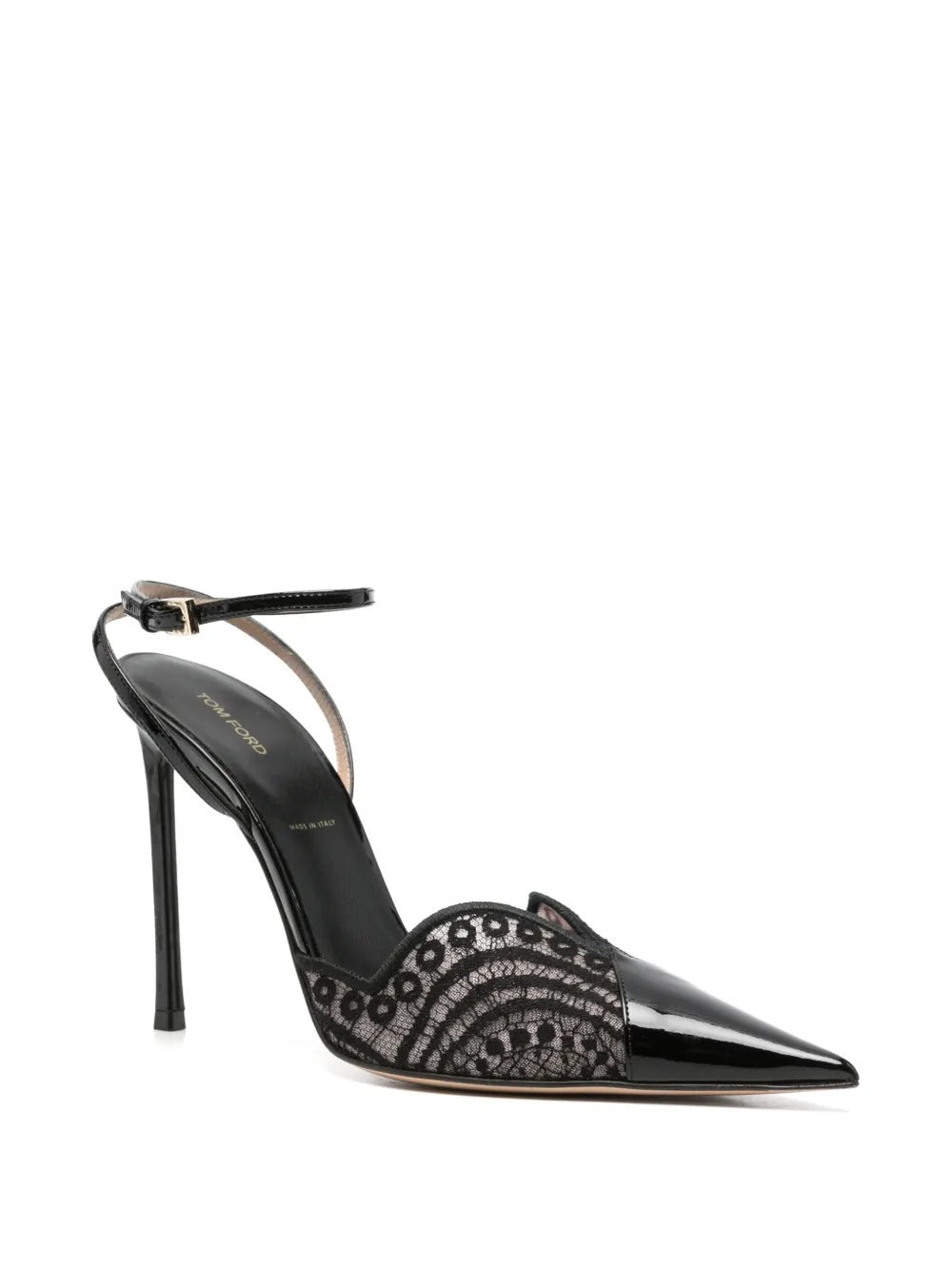 Lace-panelled patent-leather pumps-TOM FORD-Verso