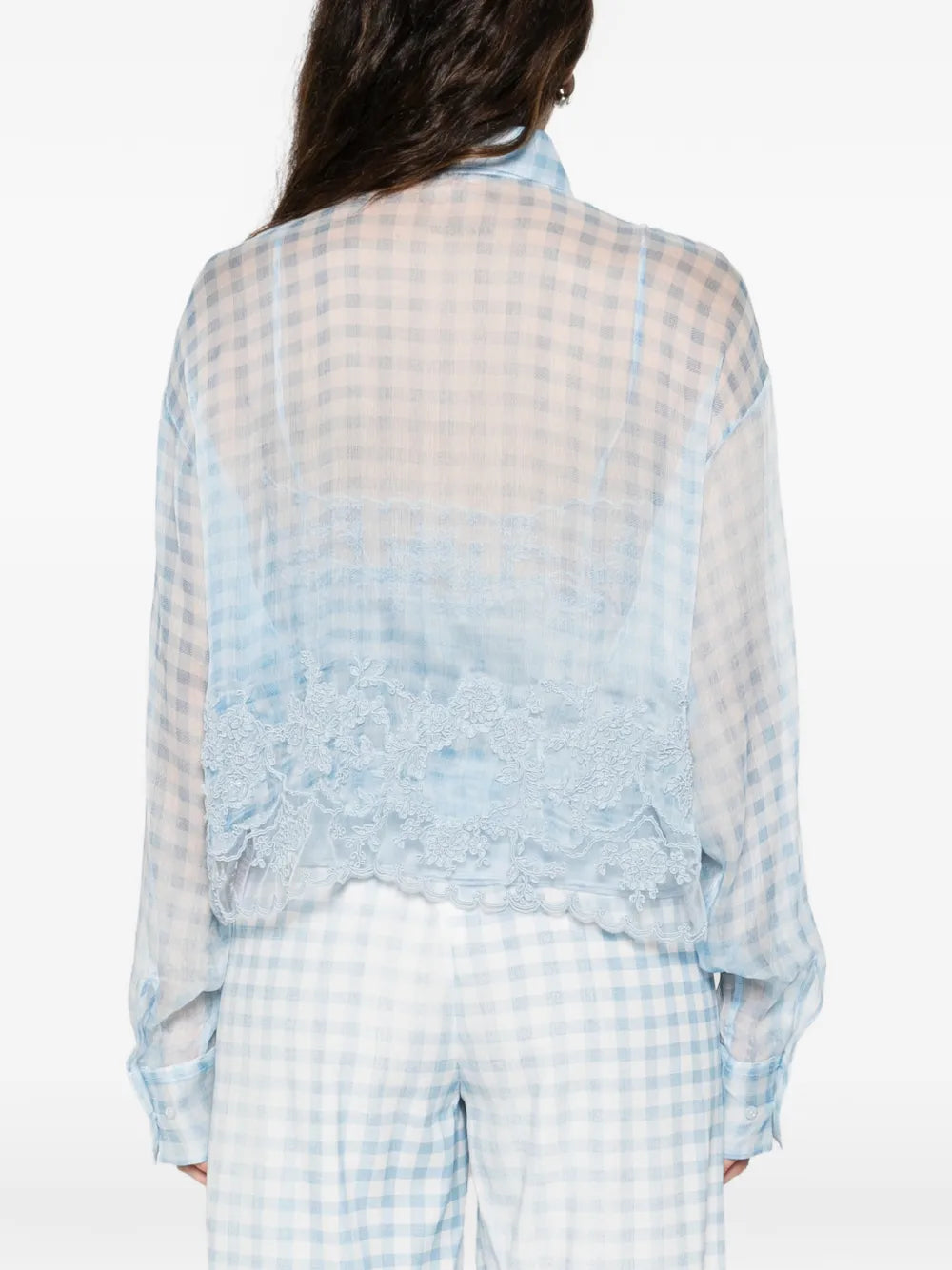 Lace-trim check-pattern shirt-ERMANNO SCERVINO-Verso