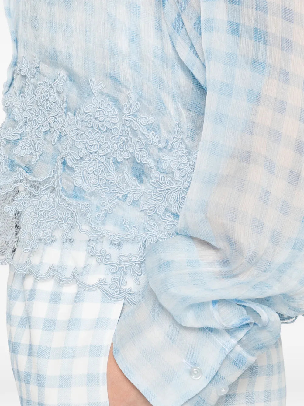 Lace-trim check-pattern shirt-ERMANNO SCERVINO-Verso