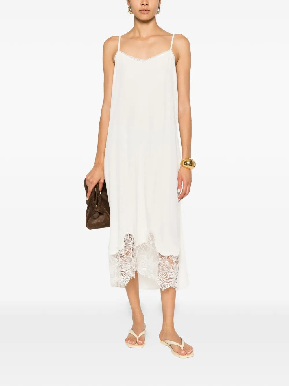 Lace-Trim Midi Dress-FABIANA FILIPPI-Verso