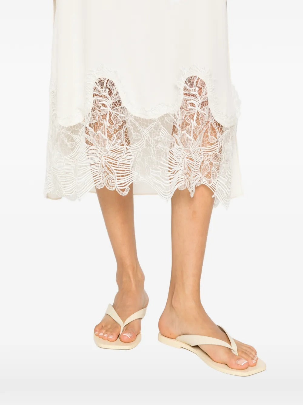 Lace-Trim Midi Dress-FABIANA FILIPPI-Verso