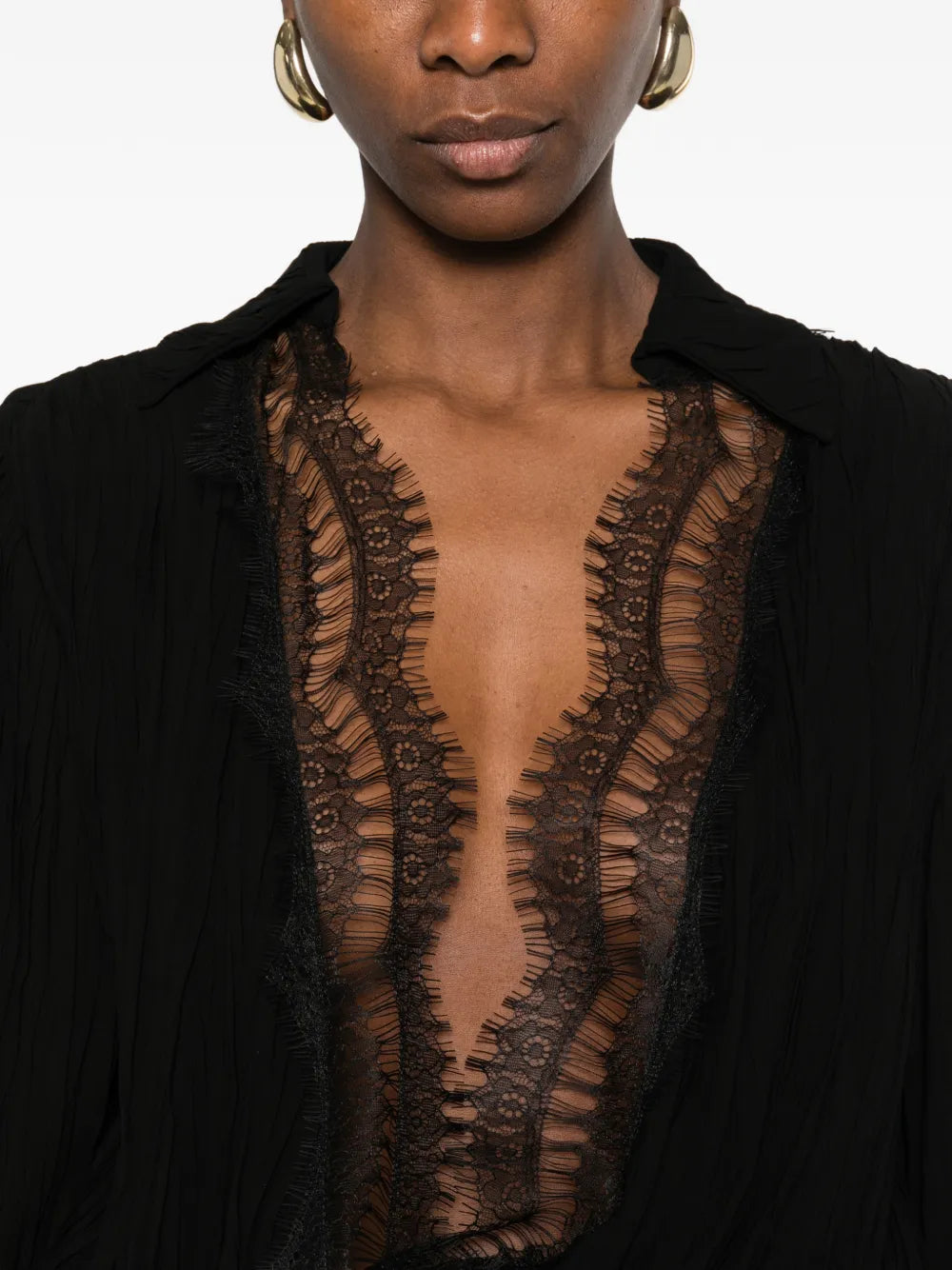 Lace-trim mini dress