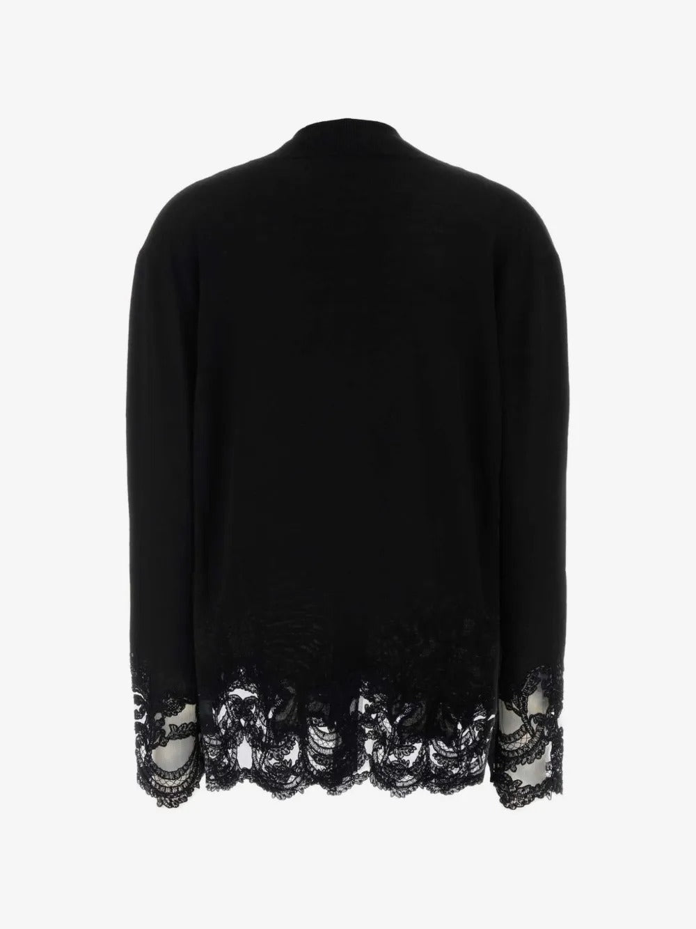 Lace-trim wool cardigan-ERMANNO SCERVINO-Verso