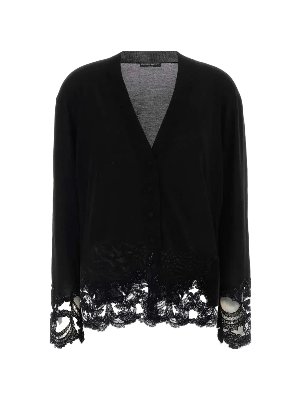 Lace-trim wool cardigan-ERMANNO SCERVINO-309471-40-Verso