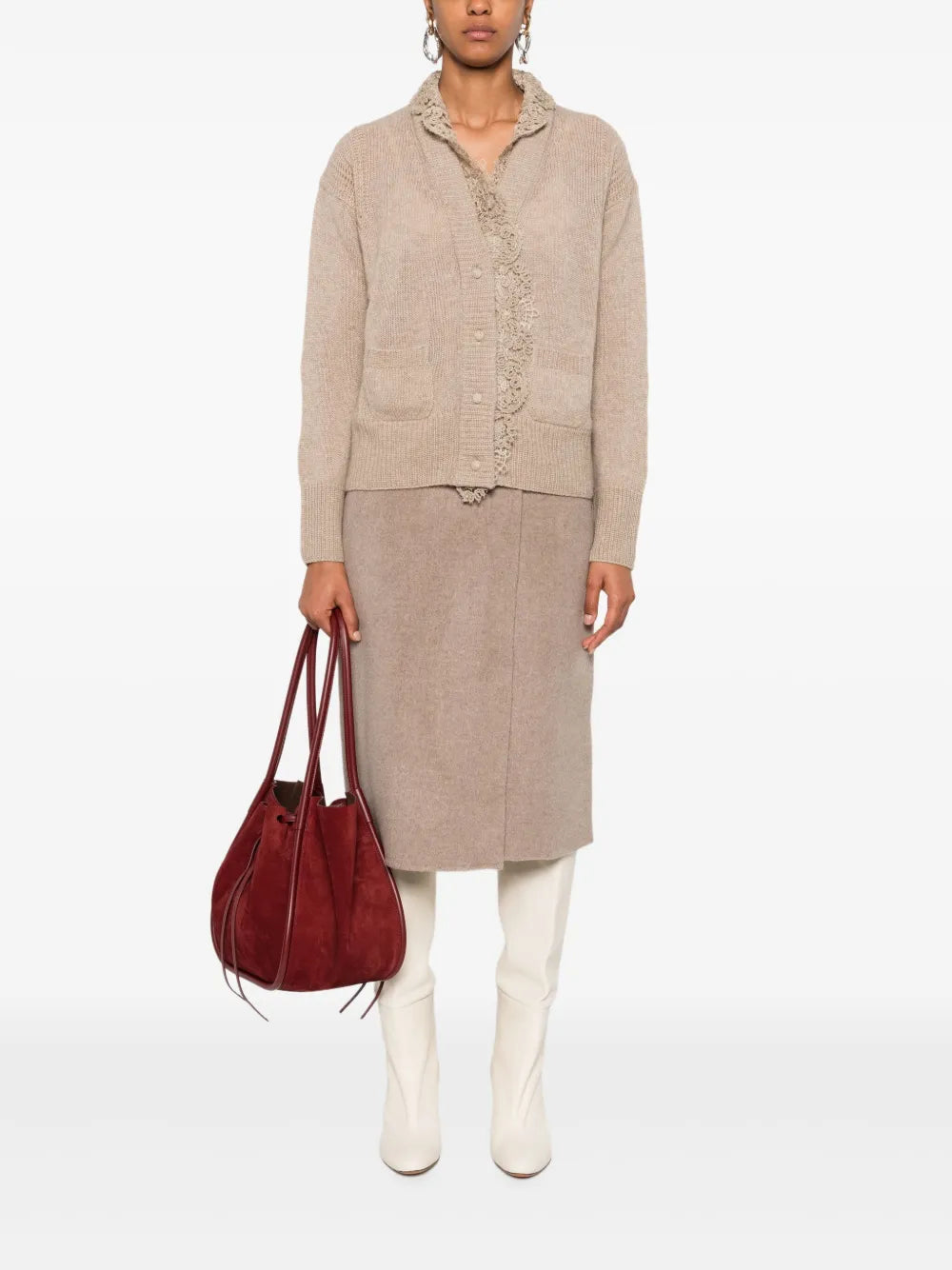 Lace-trimmed cardigan