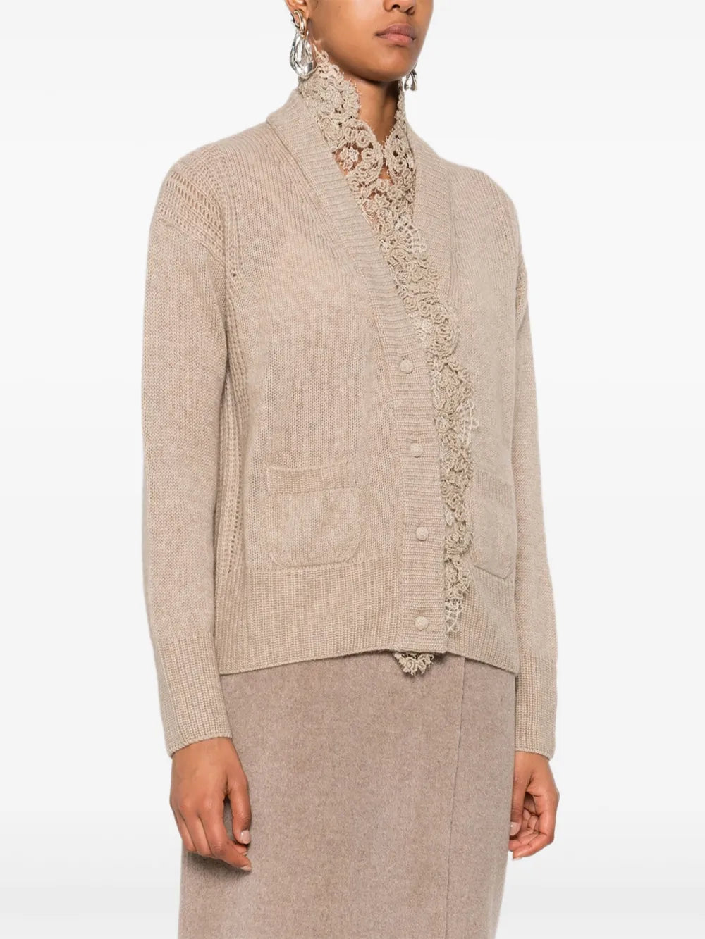 Lace-trimmed cardigan