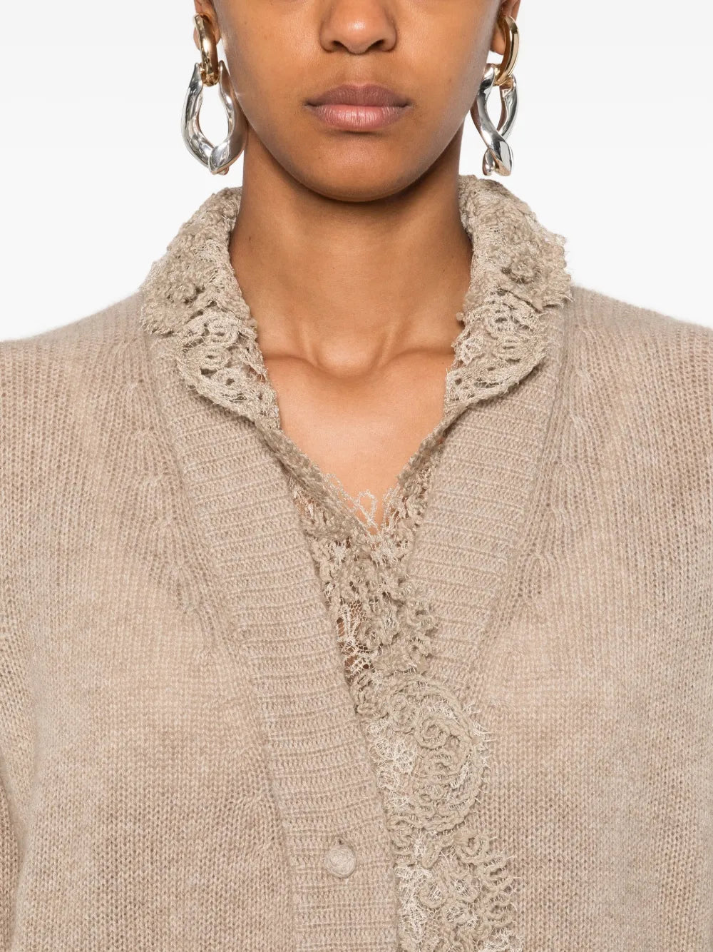 Lace-trimmed cardigan