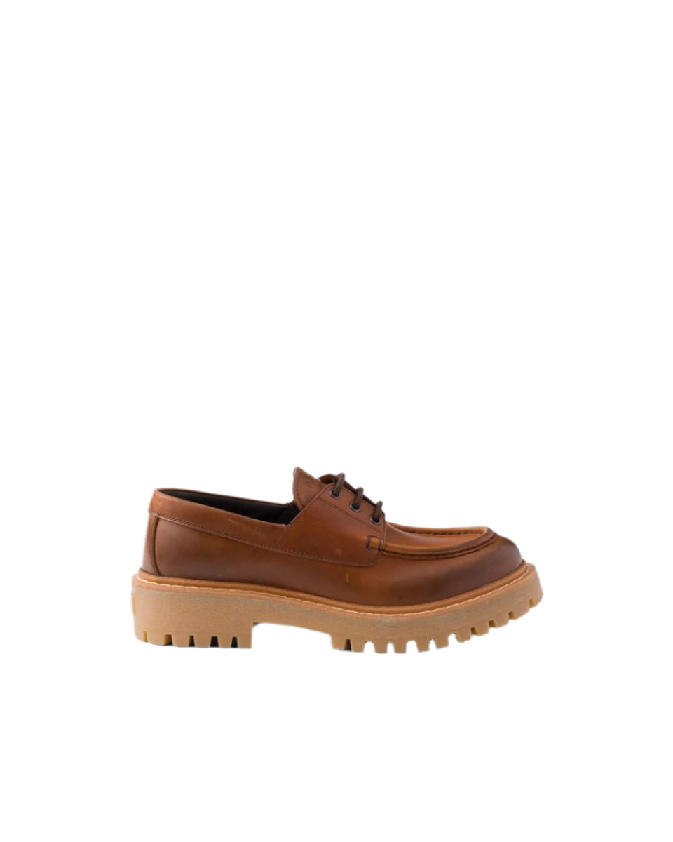 LACED LEATHER LOAFERS -  PRADA -  Verso