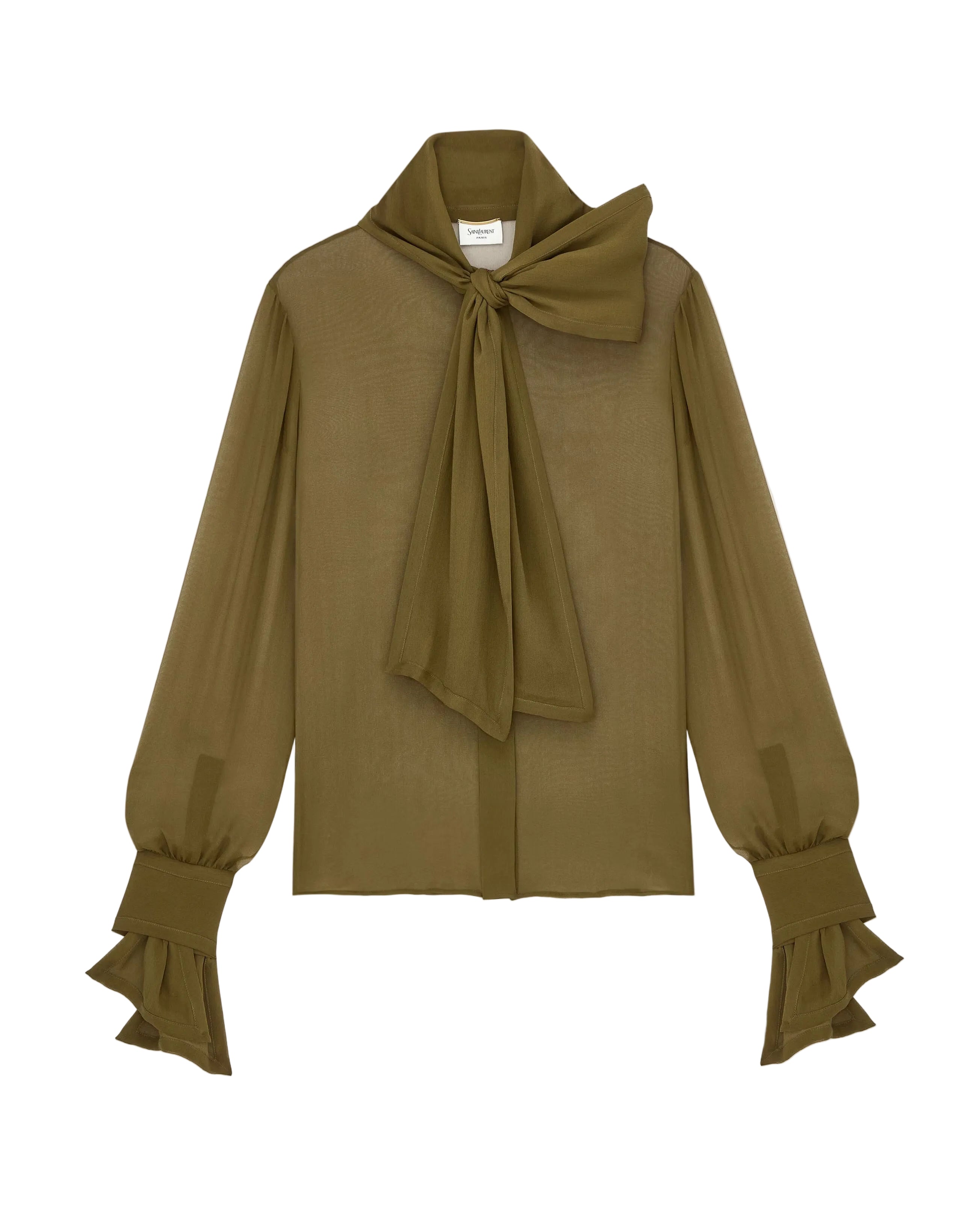 Lavallière blouse in silk crepe muslin-SAINT LAURENT-311058-36-Verso
