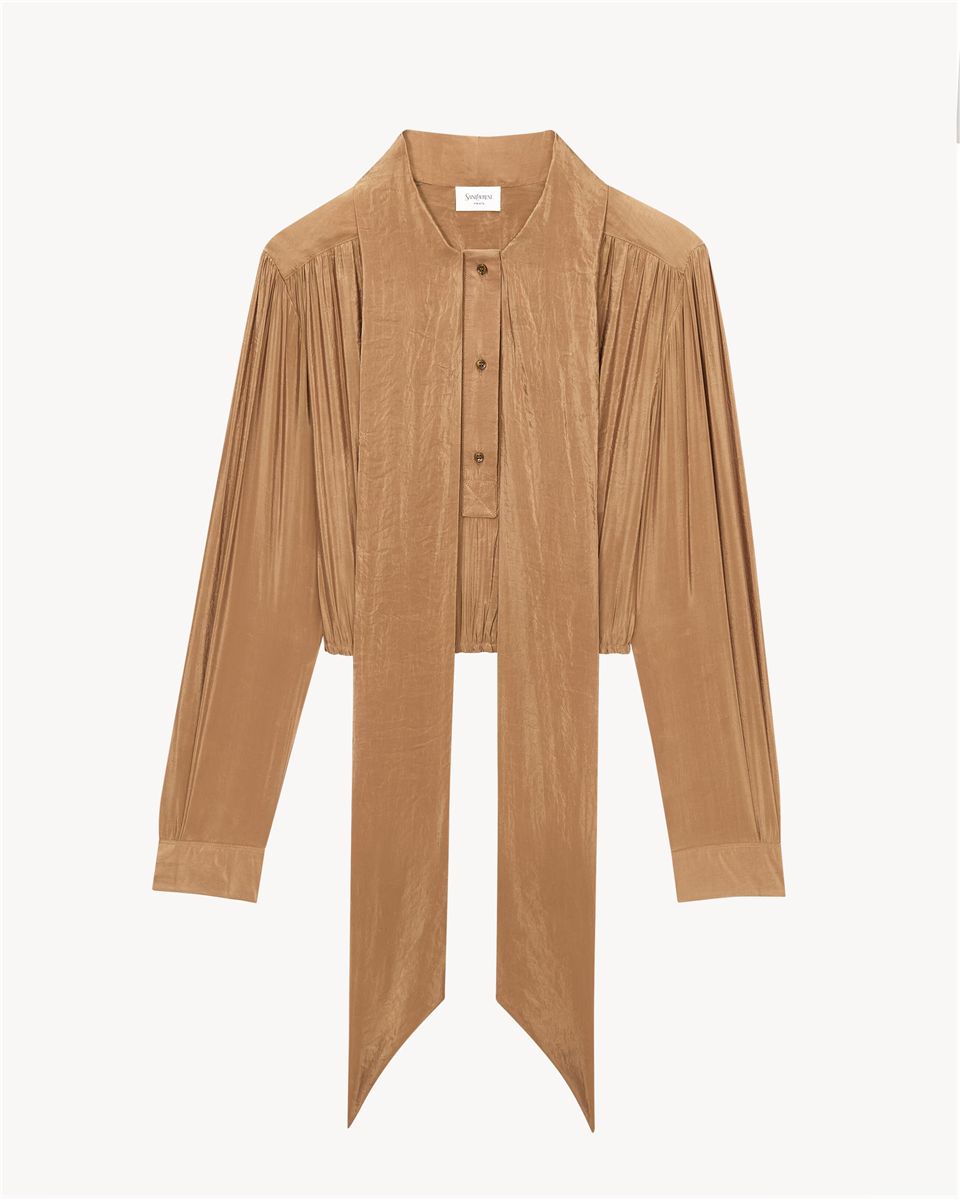 Lavallière blouse in taffeta-SAINT LAURENT-Verso