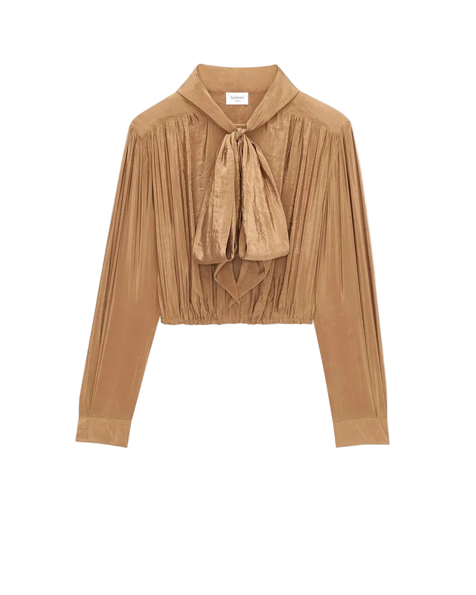 Lavallière blouse in taffeta-SAINT LAURENT-Verso