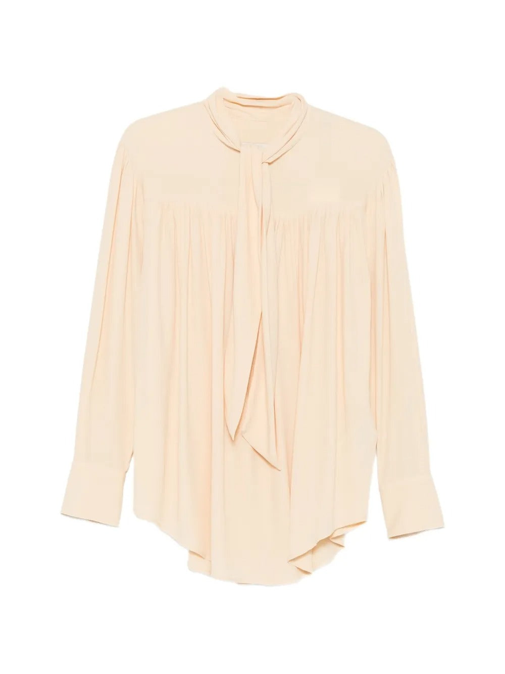 Black lavalliere silk-blend blouse-AMI-309708-34-Verso