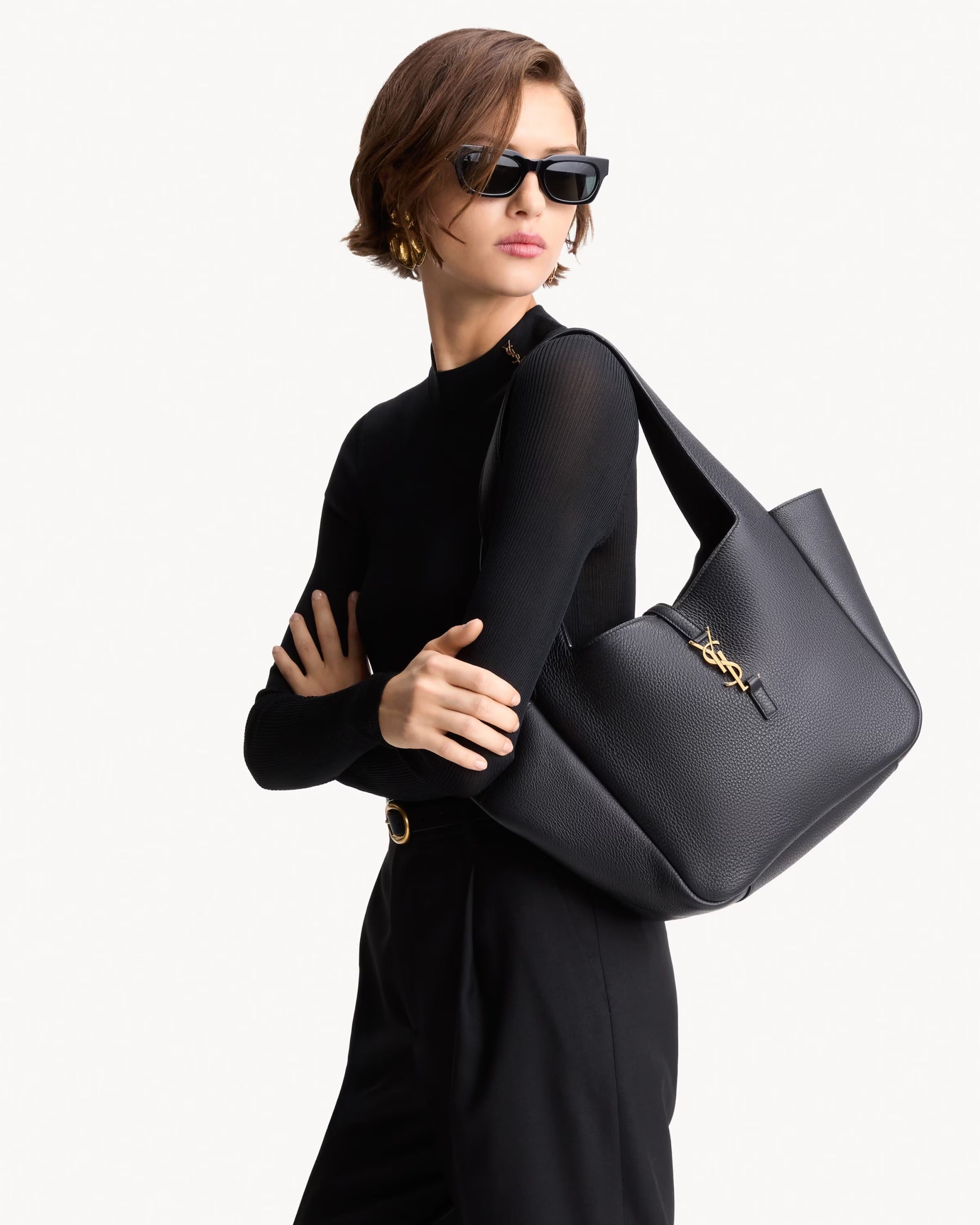 Le 5 à 7 small bea in grained leather-SAINT LAURENT-Verso