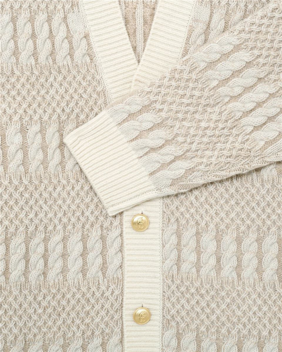 le cardigan torsades bicolore-DROLE DE MONSIEUR-Verso