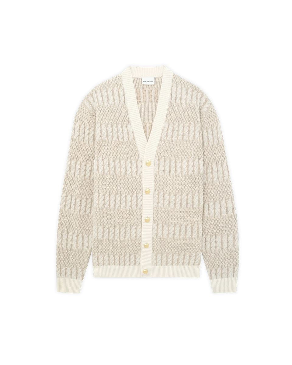 le cardigan torsades bicolore-DROLE DE MONSIEUR-Verso