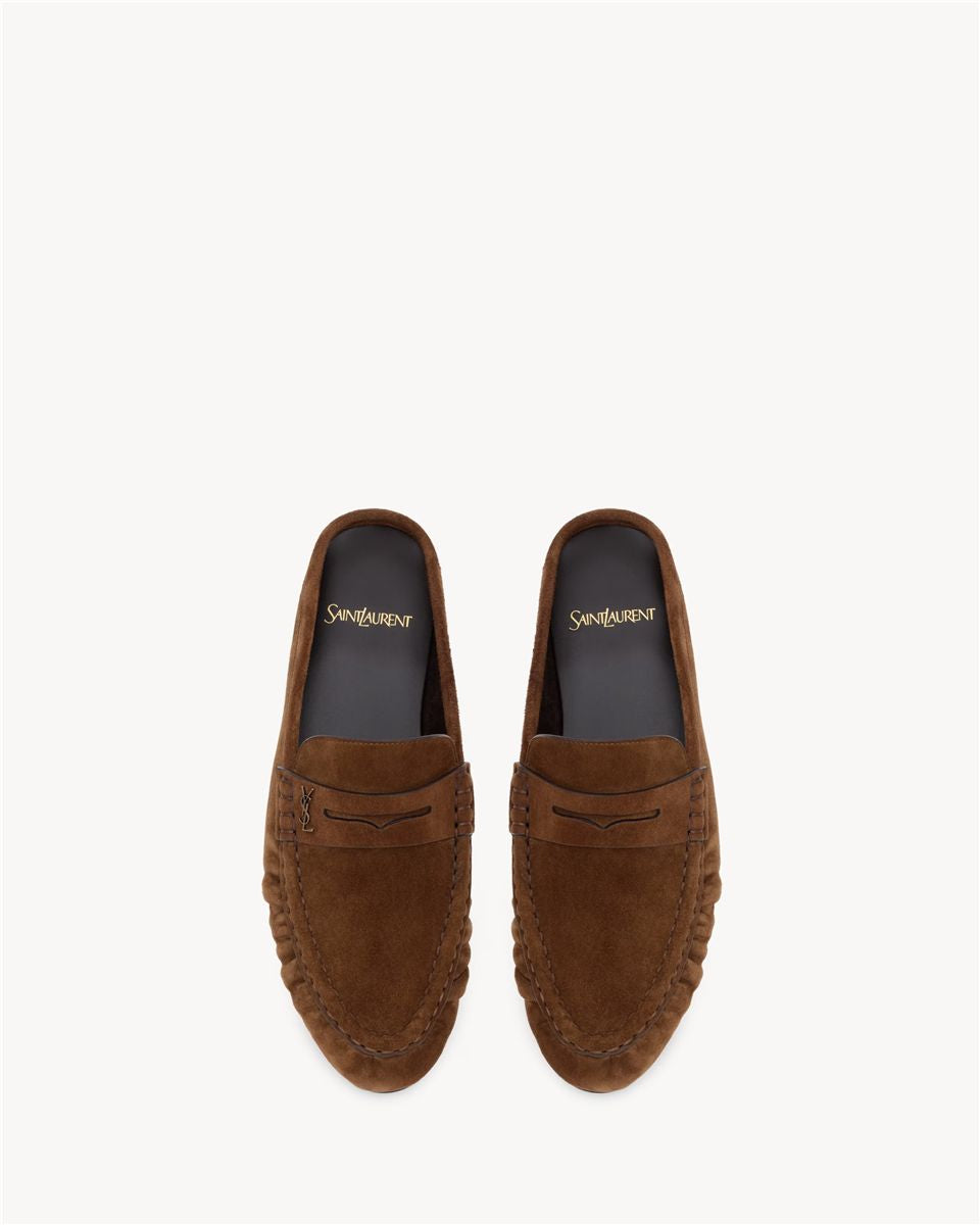 Le loafer mules in suede-SAINT LAURENT-Verso