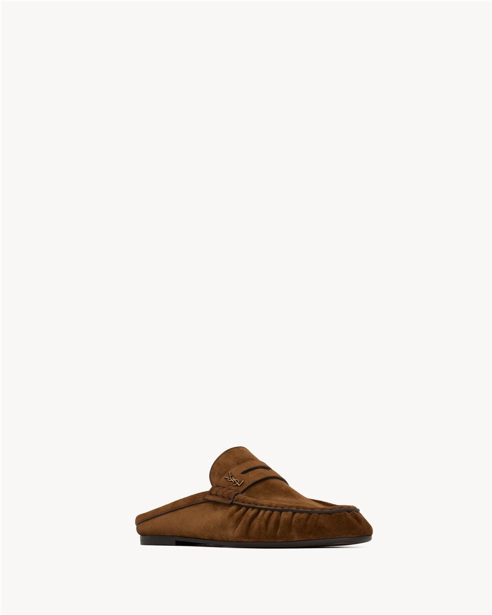 Le loafer mules in suede-SAINT LAURENT-Verso