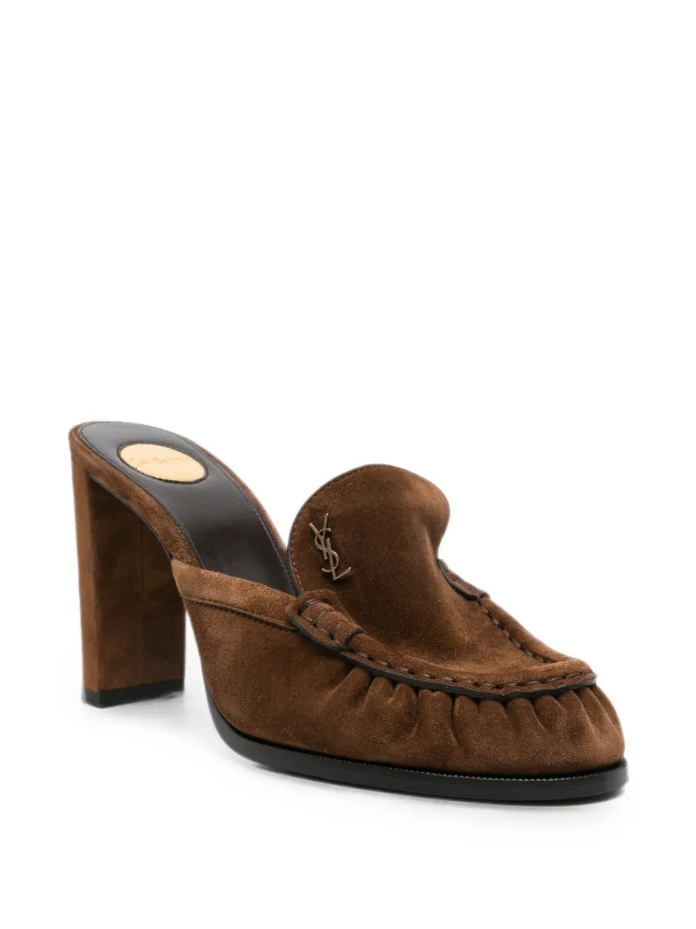 Le loafer suede heeled mules-SAINT LAURENT-Verso