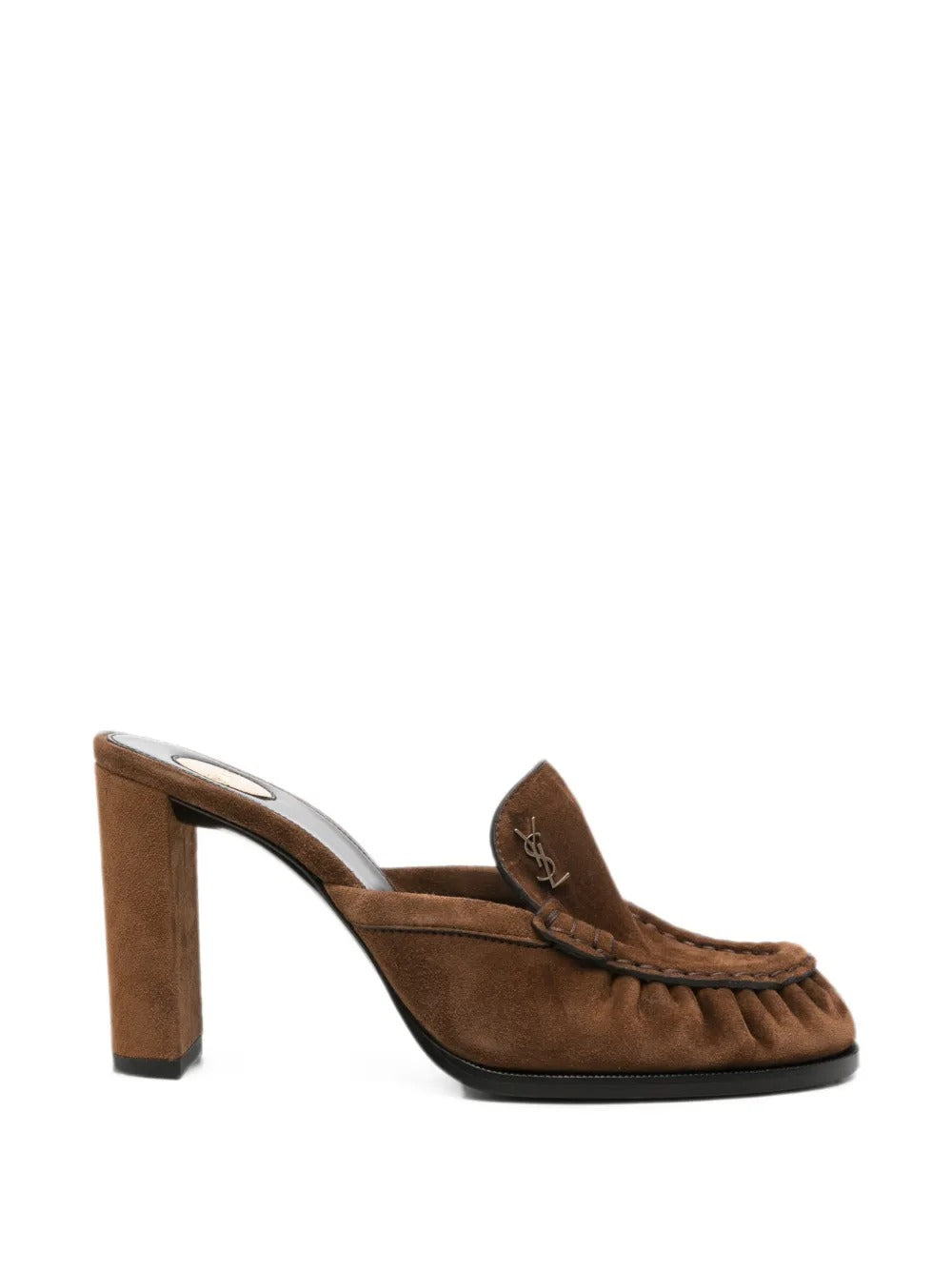 Le loafer suede heeled mules-SAINT LAURENT-311047-36-Verso