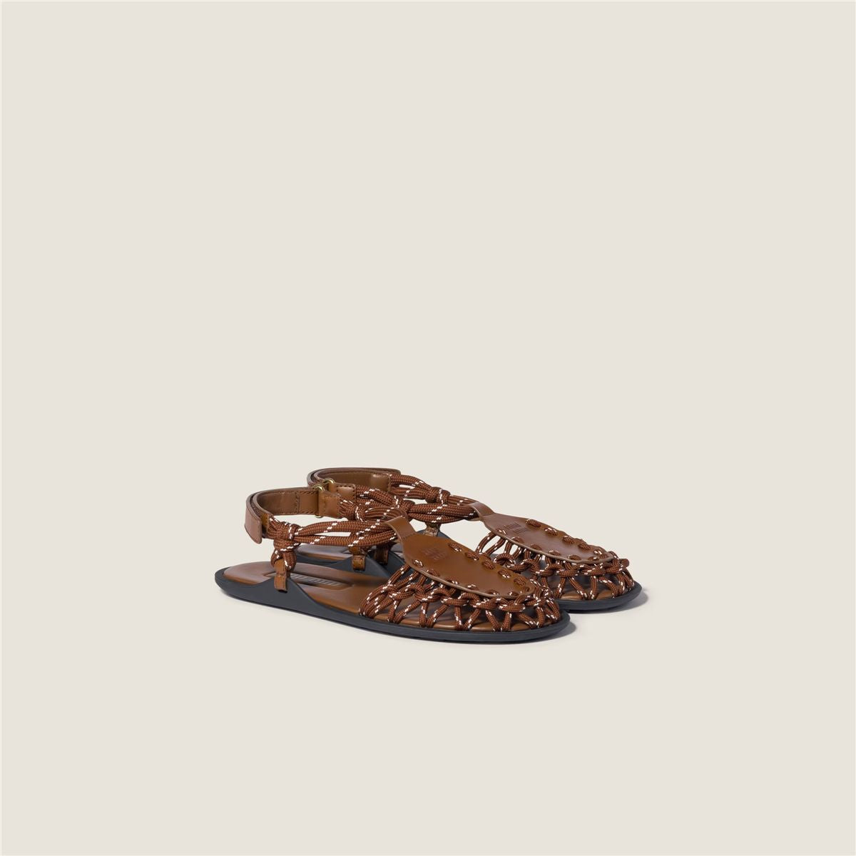 Leather and cord sandals-MIU MIU-Verso