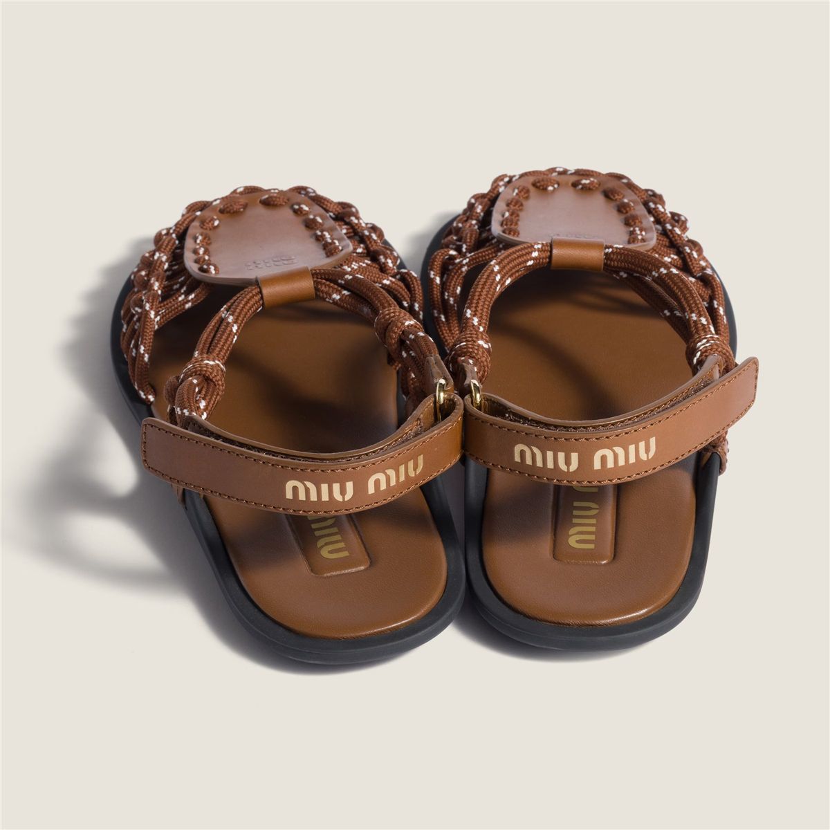 Leather and cord sandals-MIU MIU-Verso