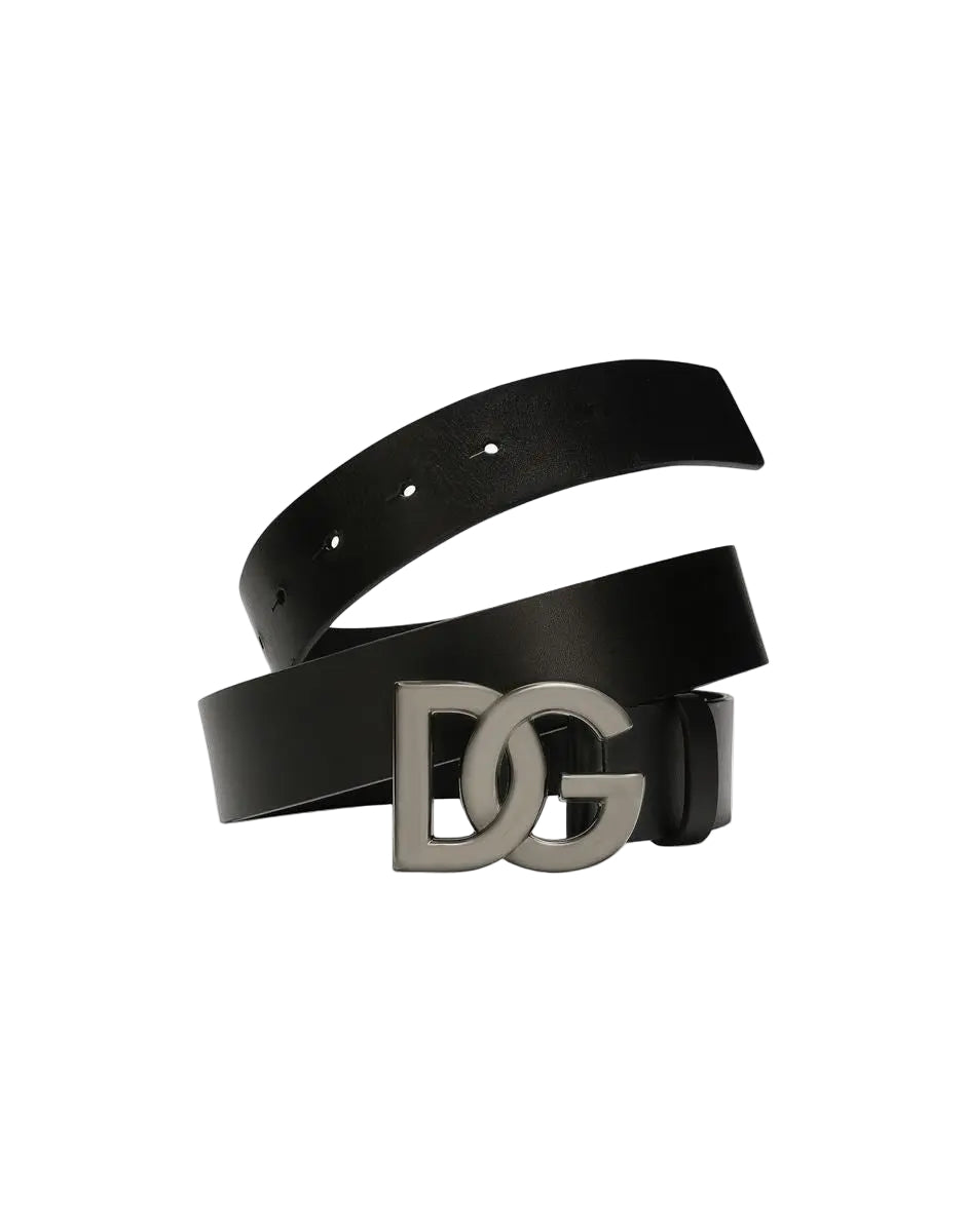 LEATHER BELT WITH DG LOGO DOLCE & GABBANA