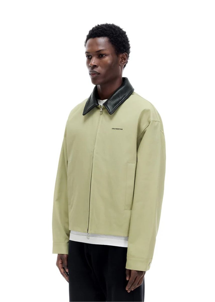 Leather collar cotton overshirt-COLE BUXTON-Verso