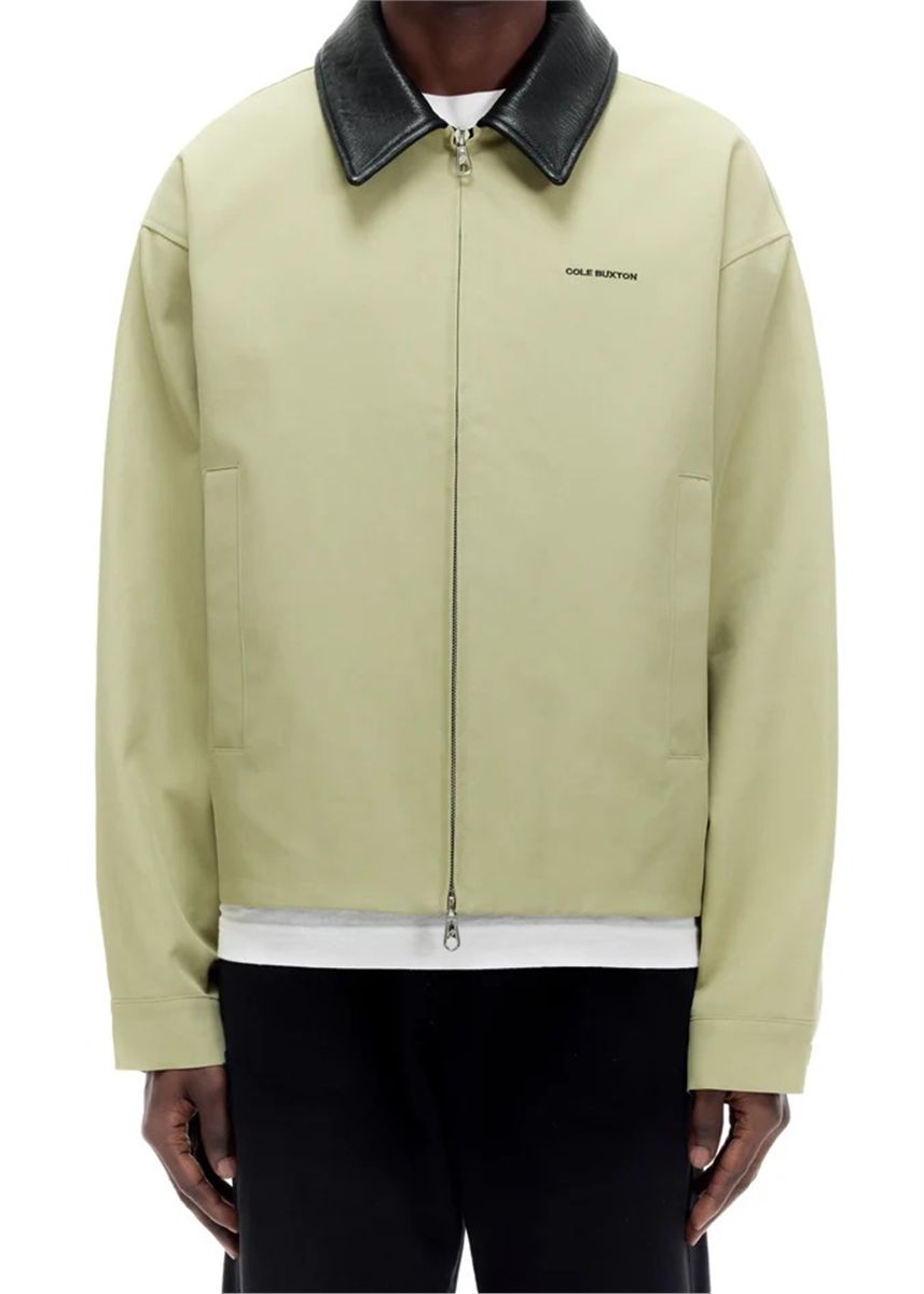 Leather collar cotton overshirt-COLE BUXTON-Verso