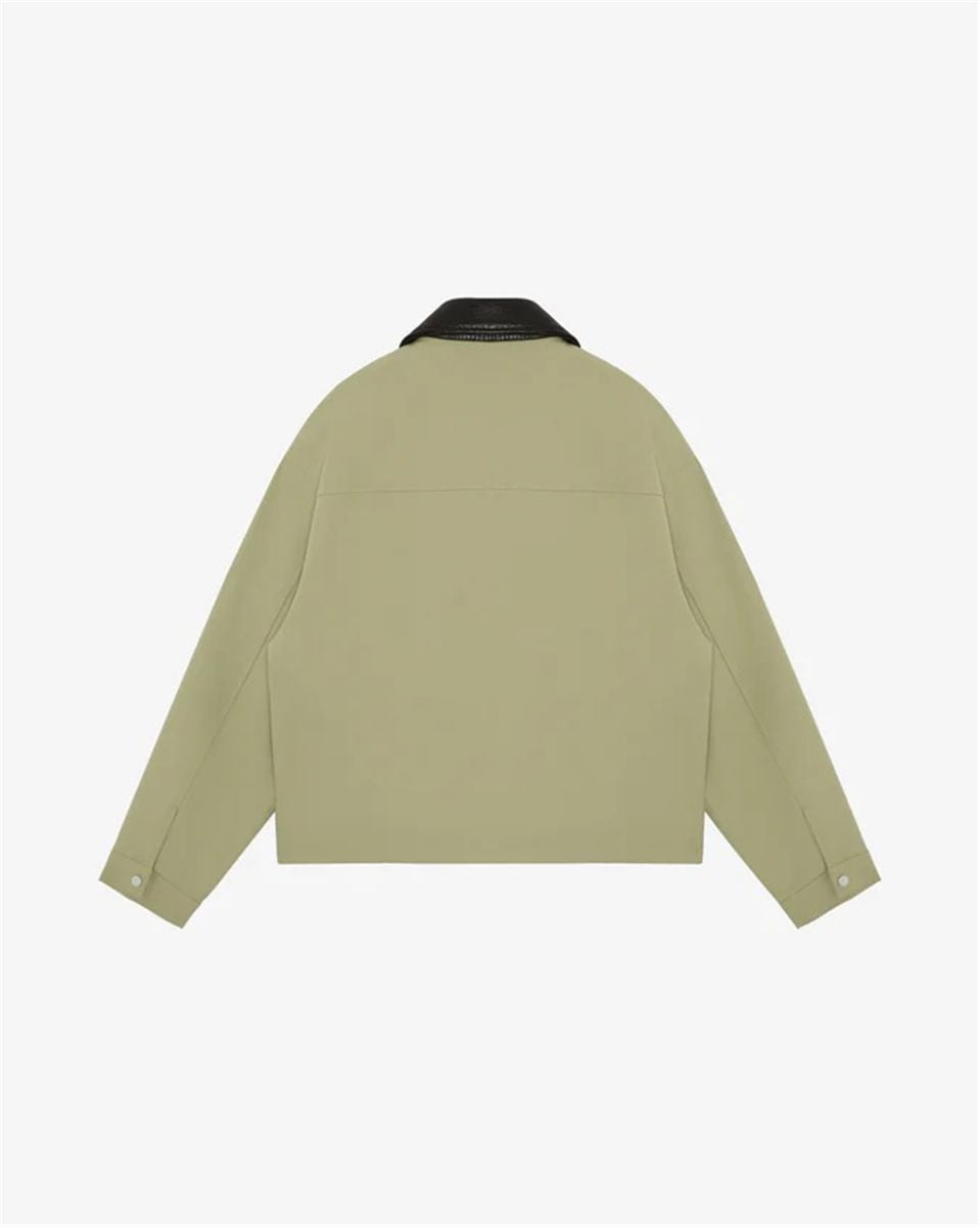 Leather collar cotton overshirt-COLE BUXTON-Verso
