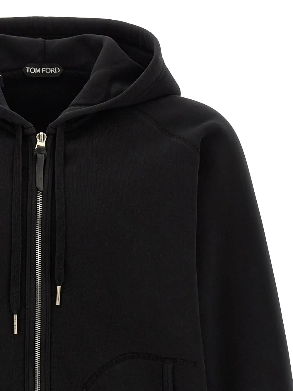 Leather-detail zip-front hoodie-TOM FORD-Verso