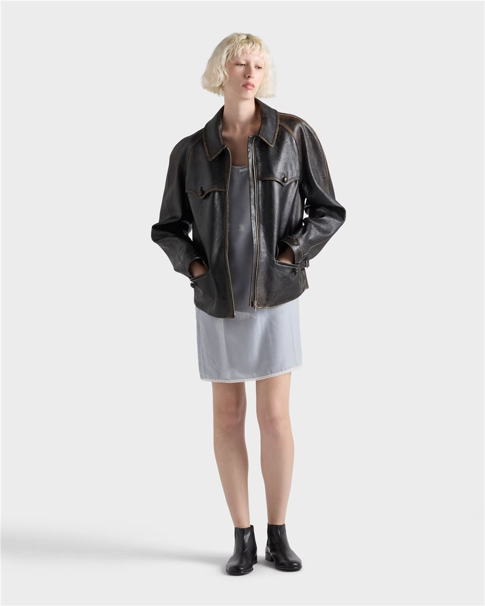 Leather jacket-PRADA-Verso