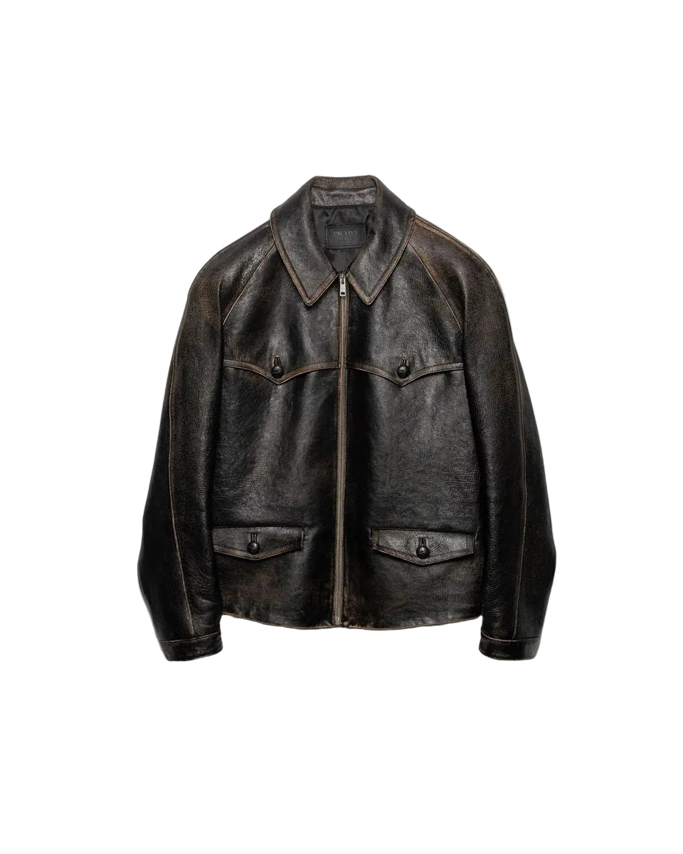 Leather jacket-PRADA-Verso