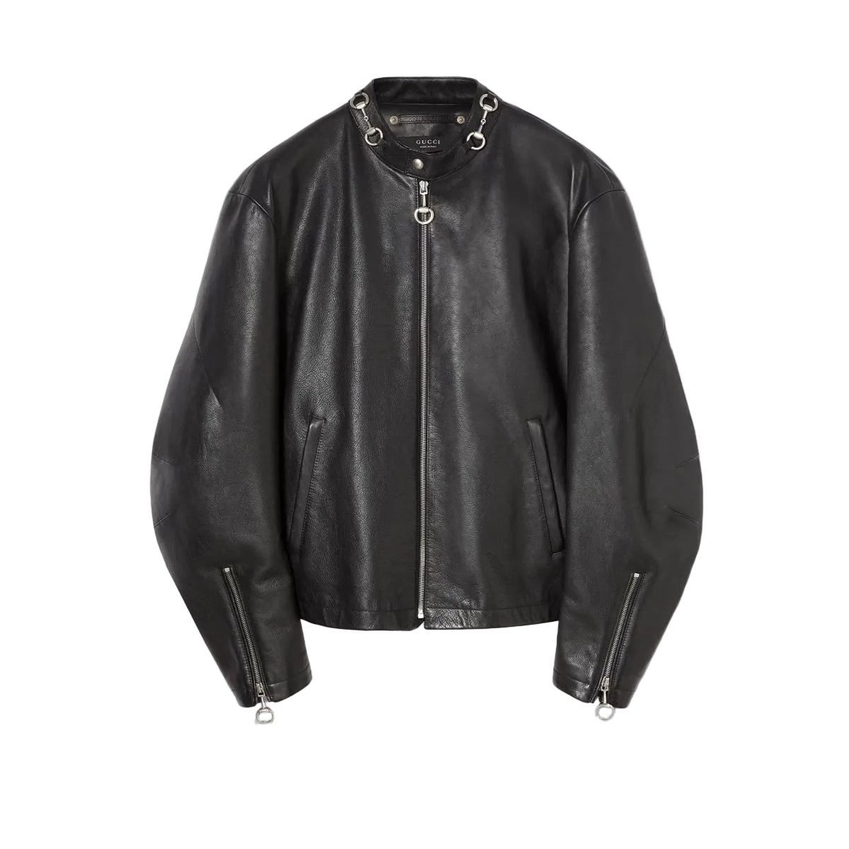 Leather jacket with horsebit-GUCCI-Verso