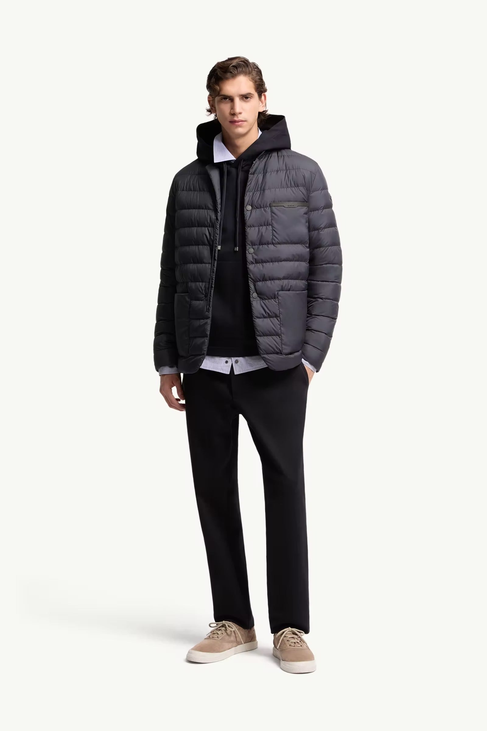 Leather logo cotton blend track pants-MONCLER-Verso