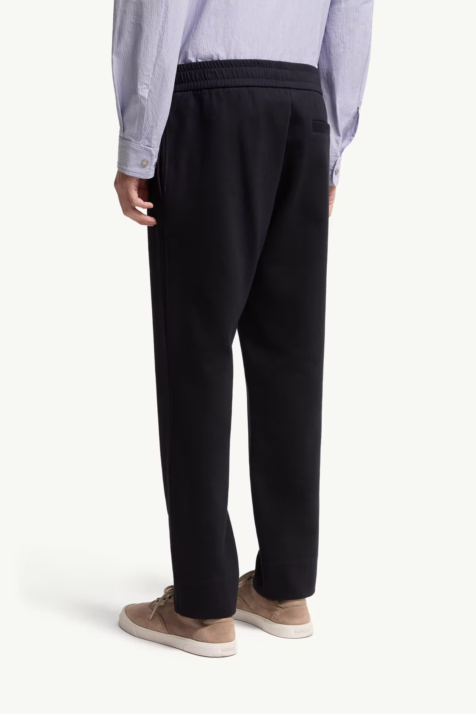Leather logo cotton blend track pants-MONCLER-Verso